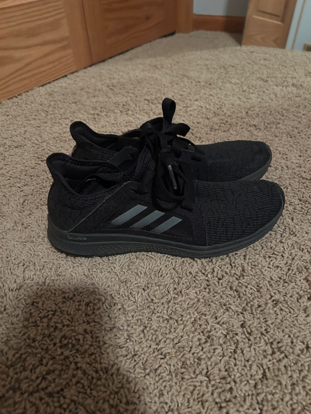 adidas Black Running Shoes with Gray Stripes